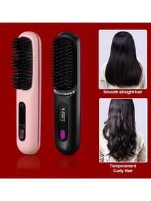 LIPETY Wireless Hair Straightening Comb, Cordless Hair Straightener Brush With Negative Ion Technology - Rapid Heating, Lightweight, 35WUSB-C Rechargeable, Anti-Scald, , Digital Display, 2000mAh Large Capacity Battery,For All Hair Types, Tool For Home, Travel And Holidays - Black - View 6