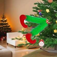 Adornos navideños de piernas de peluche con dibujos animados para el árbol de Navidad, decoración para fiestas navideñas - Verde - Ver 2