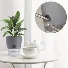 2pcs Self-Watering Plant Pots With Auto Irrigation String, Transparent Double-Layer Plastic Flower Pots For Indoor/Outdoor, Lightweight And Easy Maintenance, Self-Watering Planters - mix - View 8
