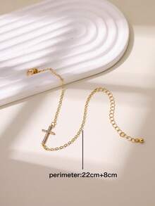1pc Fashionable Minimalist Cross Design Chic Beach Anklet - Gold - View 5