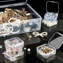 1pc 5.5cm Beaded Nail Art Rhinestone Storage Box, PP Plastic Diamond Painting Jewelry Transparent Small Square Container - Monochrome - View 2