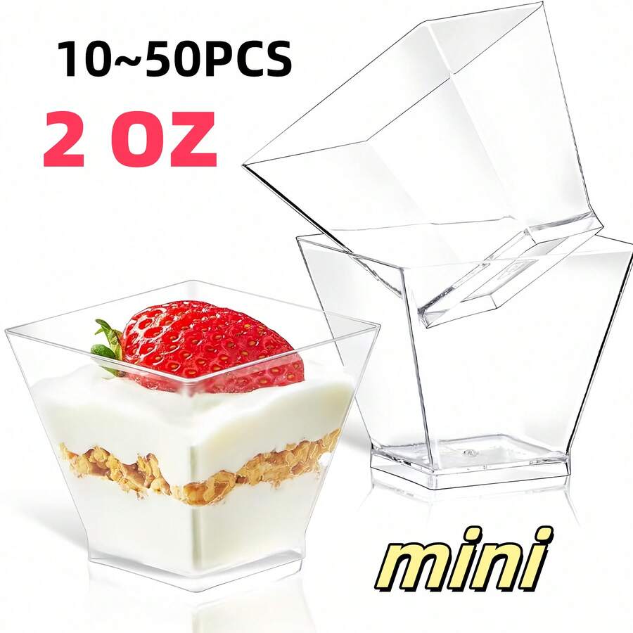 10-50PCS Mini Small Dessert Cups, Jelly Mousse Cups, Cupcake Cups Tasting Cups, Suitable For Holiday Parties, Gatherings, Picnics, Baking, Barbecue, Bar, Etc.