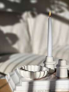 1PC 小/大波浪蕾丝收纳碗硅胶模具 DIY 圆形折纸蜡烛杯石膏模具家居装饰摆件环氧树脂模具手工工艺品生产铸造模具 - 白色 - 查看 7