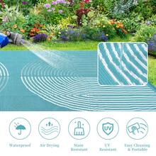 Outdoor Rug Waterproof Rugs For Patio, All-Weather Lightweight Portable Straw Carpet Large Blue Outside Reversible Balcony Rug For Porch Camping Deck RV, Outdoor Use, Modern Arch Stripes, 6x9ft 8x10ft 9x12ft, Light Blue And White - Light Blue/White - View 4