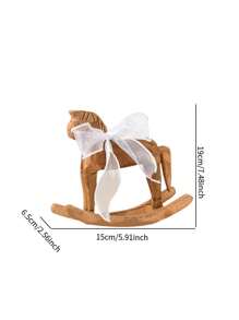 1pc Wooden Horse Creative Hand Carved Wooden Horse With Ribbon Vintage Rustic Series Retro Vibe Style Rocking Horse Desktop Decor Ornament For Friends Commemorative Gift Decorative Accessories