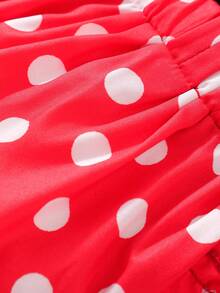 Infant Girls' Spring/Summer Cap Sleeve Polka Dot Print Bodysuit & Headband Set With Bow Decor - Multicolor - View 9