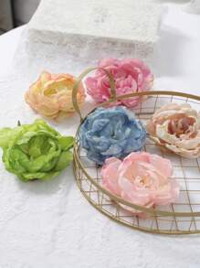 5pcs Artificial Peony Flower Hair Accessories, Handmade Hair Clips For Bridal Hairstyle, Wedding Photography Props, Multiple Colors Available