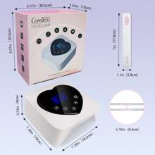 Lámpara de uñas UV LED inalámbrica con 2 limas, doble fuente de luz UV/LED, recordatorio inteligente de bajo consumo, 5 temporizadores, control táctil y sensor automático, secado rápido (blanca)