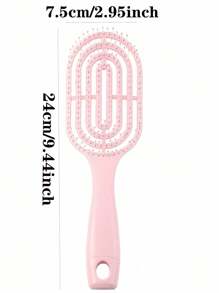 1pc Macaron Color Hollow Back Massage Hair Brush, Suitable For Wet & Dry Hair, Fluffy Styling