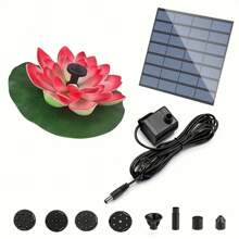 Solar Powered Lotus Fountain With 6 Interchangeable Nozzles - Vibrant Pink Lotus Design, Easy Installation, Multifunctional Bird Bath And Garden Pond Decor, Outdoor Decor, Solar Powered, Bird Bath, Suitable For Garden, Pond And Other Outdoor Areas