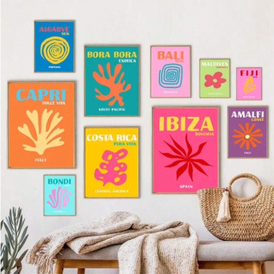 1/6PCS Optional Frame Posters Wall Arts Modern Posters Print Minimalist Living Room Decor ,Wall Art With Frame