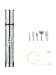 1pc Electric Nail Machine - Professional Manicure Pedicure Kit, USB Rechargeable Battery Powered, Comes With 5 Sanding Heads And 4 Speed Settings, Multi-Function Manicure Polisher, Nail Drill Tool Kit, Professional Home Nail Care, Filing, Sanding, Shaping, Cuticle Care, Suitable For Grinding Nail Care Gift For Nail Trimming And Polishing. - Multicolor - View 10