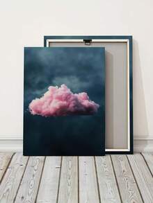 1 件抽象粉红云帆布墙画 - 现代艺术装饰水墨风景画，无框几何云风景海报，室内外装饰 - 经典家庭办公室、浴室、客厅、卧室、餐厅