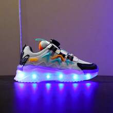 GUANGLAN USB Charging LED 7 Color Glowing Shoelaces Luminous Shoelace Lights Up Shoes For Toddler, Little Kid, Big Kid, Boys, Girls, Children, Students, Sneakers, Casual Shoes, Baby Shoes - Grey - View 7