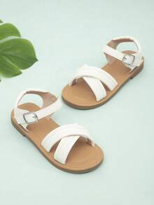Kid's Casual Versatile Simple Decor Flat Sandals - White - View 8