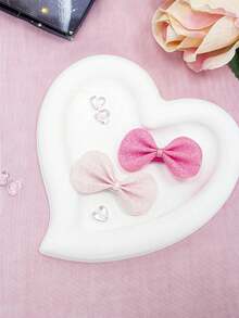 1 Pair Sweet And Cute Korean Style Solid Color Shiny Bow Hair Clips, Suitable For Daily Wear For Girls - Solid Color Shiny Bow Hairpin - View 8