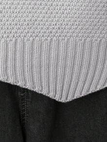 Plus Size Casual Solid Color Round Neck Knitted Sweater Vest