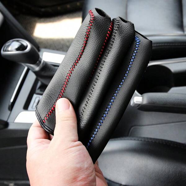 Handremhoes Echt leren handremgrepen voor 6 natuurlijke leren hoezen op de handrem Auto-accessoires Interieur