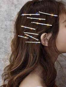 Assorted Fashion Simple Versatile Rhinestone Hair Clips, For Daily Use Claw Clips Hair Claws Hair Barrettes, School Stuff, Looks Of Party, Hair Accessories - Silver - View 2