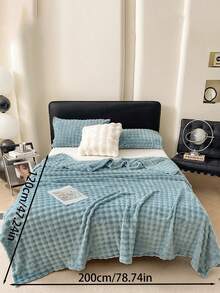 1 件柔软、舒适、亲肤的泡泡绒边毯（湖蓝色），适用于卧室和客房 - 藍色 - 查看 5