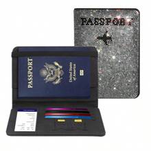 Rhinestone RFID Blocking Passport Holder Leather Travel Wallet Pouch, Multi-Color