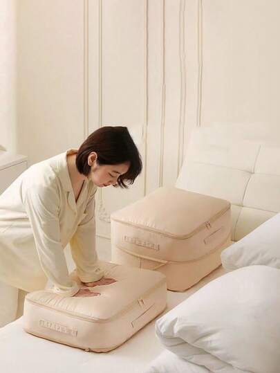 1 pieza Bolsa de almacenamiento de prendas de vestir de gran capacidad y múltiples capas, bolsa de compresión para chaquetas de plumón/edredones, organizador plegable portátil