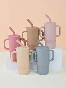 210ml (7oz) Silicone Baby Training Cup With Ergonomic Handle, Straw, And Secure Lid - Ideal For Outdoor Hydration And Early Drinking Skill Practice!, Suitable For 6 Months To 6 Years Old Boys And Girls - Multicolor - View 2