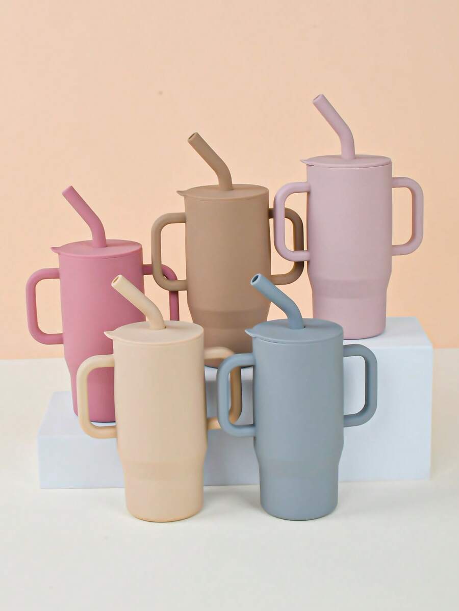 210ml (7oz) Silicone Baby Training Cup With Ergonomic Handle, Straw, And Secure Lid - Ideal For Outdoor Hydration And Early Drinking Skill Practice!, Suitable For 6 Months To 6 Years Old Boys And Girls