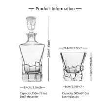 5 pièces Set de carafe à whisky de 750 ml/300 ml de design créatif en forme d'iceberg. Ensemble de verrerie de luxe et élégante pour le whisky, idéal pour le brandy, le rhum, la tequila, la vodka. Utilisation à la maison, dans les bars et fêtes. Cadeau parfait pour le père, le mari ou le petit ami.