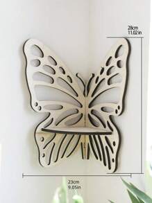 1pc Butterfly Corner Shelf Wooden Storage Rack Wooden Wall Decor Floating Shelves Hanging Shelves For Wall Corner Floating Shelves Plant Wall Shelf Wooden Decorations Wall Corner Shelf Crystal Display Shelf Boho Wall Shelves For Bedrooms Bathroom Kitchen Office Living Room Dorm Decor Gift,Home Decor ,Room Decor,Wall Decor