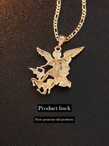 1 件时尚优雅铜合金大天使圣米迦勒圣米格尔吊坠项链，适合母亲节/情人节、情侣、好友、休闲和节日穿着、祈祷