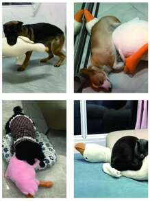 1 Stück weiches Plüsch Ente Stofftier, Weiß/Grau/Braun, Begleittier für Katzen und Hunde, hilft Hunden beim Spielen und Energieaufwand, geeignet für kleine bis mittlere Haustiere (nicht für große Haustiere empfohlen, da sie es zerkauen und beschädigen könnten)