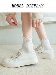 1/5 أزواج جوارب كاحل للنساء مزينة برقعة بطة كرتونية، طبعة أزهار وشراشيب، بتصميم ياباني، للربيع و الصيف - متعدد الألوان - مشاهدة 8