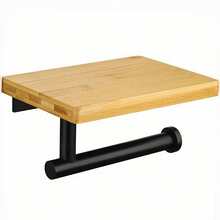 1 Stück Wandmontierter Holz Toilettenpapierhalter - Badezimmer Papierhalter Toilettenrollenhalter Holz Wandmontage Toilettenpapierhalter mit Ablage (2 Stile erhältlich)