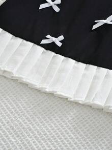 夏季少女可爱蝴蝶结梭织布连衣裙 - 黑色 - 查看 8