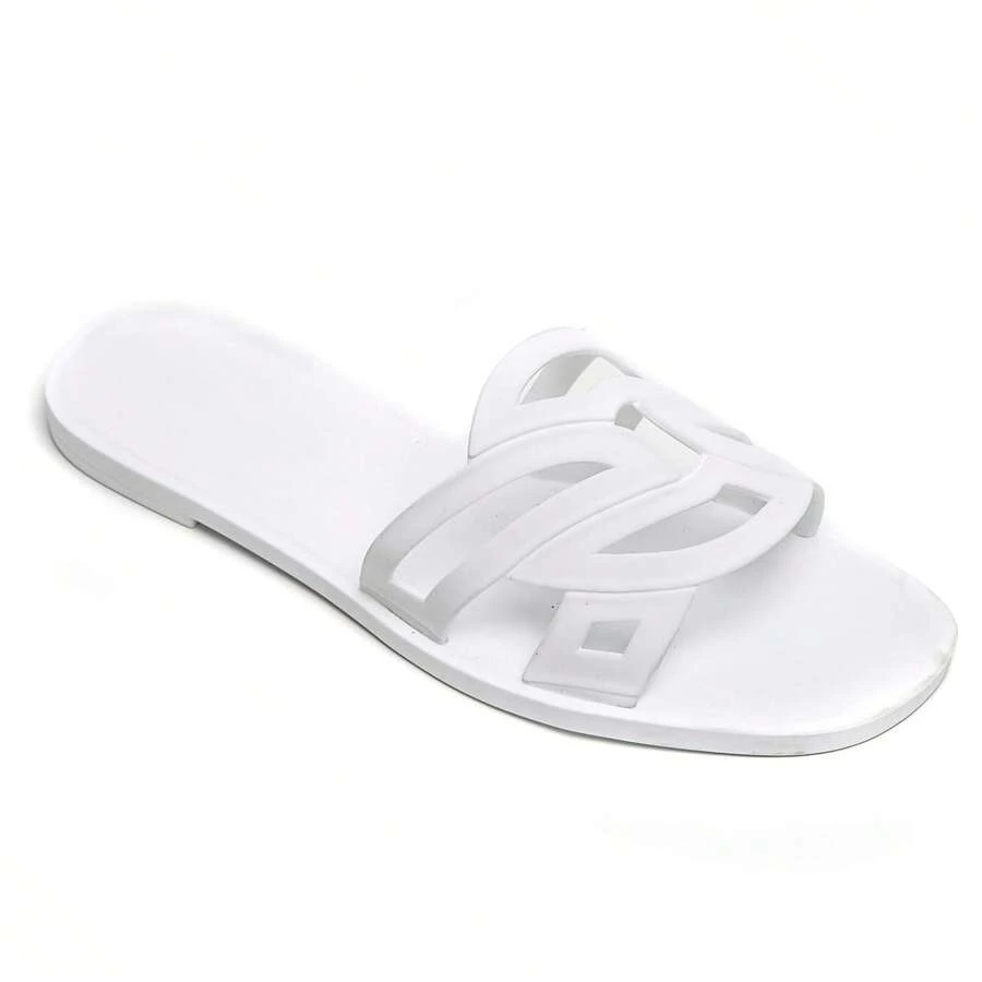 Minimalist Flat Sandals With Openwork Strap – Chic Geometric Design - White - View 1