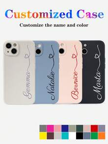 Funda de teléfono personalizada con línea de corazón, firma, letras de varios colores, nombre y frase corta, anti-caídas, gruesa y transparente con espejo, funda de teléfono con espejo personalizada con nombre, compatible con 11 12 13 14 15 16 Pro Max, protección a prueba de golpes, regalo personalizado único, cubierta trasera protectora de espejo transparente multifuncional - Multicolor - Ver 2