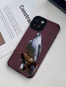 Husă de telefon luxoasă din piele ecologică cu model simbolic cu șoim, reprezentând curajul și puterea, culoare premium roșu vin, design protector anti-cădere la 360 de grade, protecție pentru lentile, compatibilă cu , cu husă de protecție TPU, la modă și de înaltă calitate. - Multicolor - Vizualizare 4