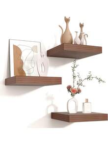 Estantería flotante cuadrada de 8" de ancho x 8" de profundidad x 1.3" de alto (aproximadamente 20 cm de ancho x 20 cm de profundidad x 2 cm de alto), estante de pared montado con soportes ocultos, adecuado para decoración y almacenamiento en la sala de estar, dormitorio, baño y cocina - Multicolor - Ver 7