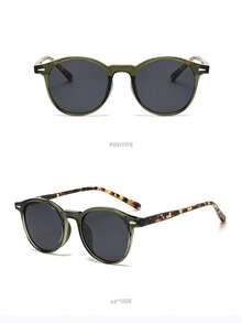 1pc Women's Fashion Round Fashion Glasses Frame With Rivet Decor, Stylish Beach Accessory For Summer - Green - View 2