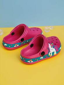 Girls' Fashionable Casual Lightweight Cute Unicorn Cartoon Hollow Breathable Sandals, Summer - Hot Pink - View 5