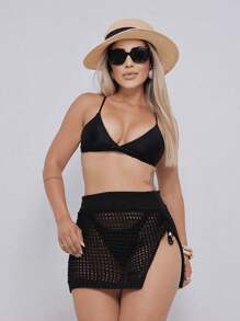 Saia Saida De Praia Com Fenda Lateral Lindos Detalhes Com Cordao