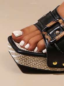 Sandalias de cuña de verano casuales talla grande 36-43 para mujeres, con suela gruesa antideslizante y punta abierta