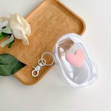 Transparent PVC Waterproof Heart-Shaped Cable And Earphone Storage Bag - Electronic Accessories Organizer Bag With Key Ring For Summer Holiday Travel, Outdoor Activities Cable Organizer, Travel Essentials