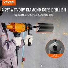 4.25 Inch Core Drill Bit For Brick And Concrete Wet Dry Drilling With Pilot Bit Adapter And Saw Blade 9.5 Inch Depth 5/8 Inch 11 Inner Thread Welded - Black - View 3