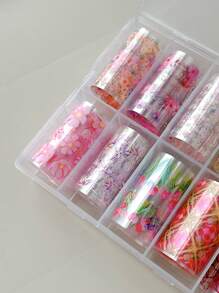 10 pièces/set Autocollants et décalcomanies pour nail art avec motifs printaniers de fleurs, de tulipes et de galaxie. Convient aux salons de manucure et à un usage personnel