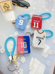 Llaveros con arena móvil personalizados, llaveros con patrones de camisetas del Real Madrid/Barcelona, adornos de balón para bolso con nombres y números de jugadores personalizables, llaveros brillantes, regalos ideales para amigos, compañeros de clase, parejas, impresión 3D de acrílico