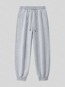 Versatile Outdoor Sports Everyday Wear Casual Pants With Adjustable Drawstring Waist Design Women's Solid Color Travel Leggings For Casual Sports And Fitness - 淺灰色 - 查看 3