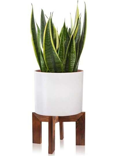 Soporte de madera para plantas, macetero moderno medieval, estantería de macetero de ratán, soporte bajo para plantas de interior - Taburete de madera bohemio country, adecuado para soportes de plantas, se ajusta a macetas de 5 a 15 pulgadas