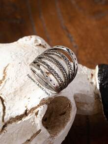 1 Pc Western Ring Jewelry Retro Pattern Chunky Rings For Women - Multicolor - View 6